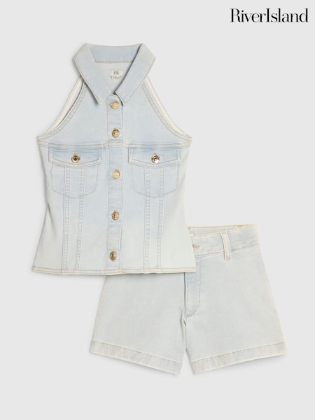 Blue - River Island Waistcoat & Shorts Set