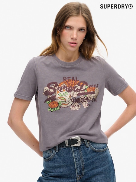 Superdry Rock Dark Grey 100% Cotton Tokyo VL Graphic Relaxed T-Shirt (675035) | R$ 345