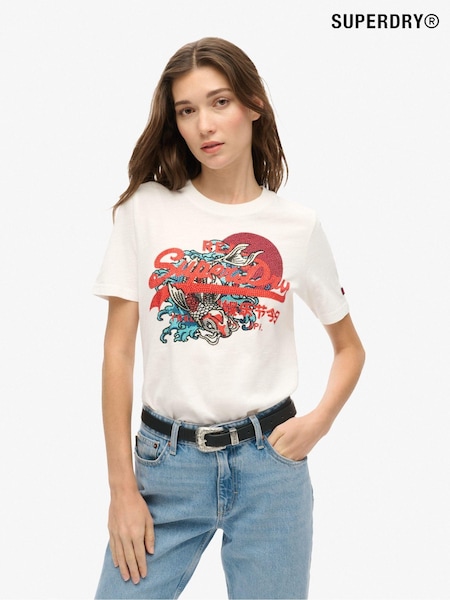 Superdry Winter White 100% Cotton Tokyo VL Graphic Relaxed T-Shirt (675070) | R$ 345