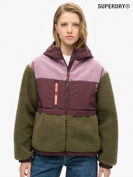 Oliv prăfuit - Superdry Cu glugă Fleece Jachetă (675074) | 420 LEI