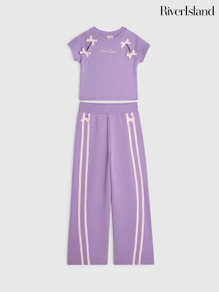 Bənövşəyi - River Island Bantlı Top və Geniş Ayaqlı İdman Dəsti
