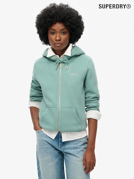 Oil Blue - Superdry Essential Logo Zip Hoodie (675187) | ‏277‏₪