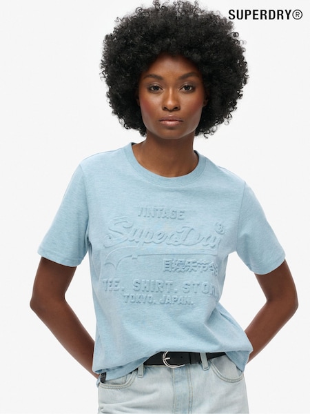 Superdry Stone Blue Marl Embossed VL Relaxed T-Shirt (675229) | 134 QAR
