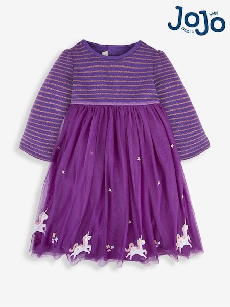 JoJo Maman Bébé Purple Unicorn Party Dress (675309) | CA$103