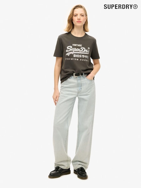 Superdry Washed Black Embellished VL Graphic 100% Cotton T-Shirt (675339) | €37