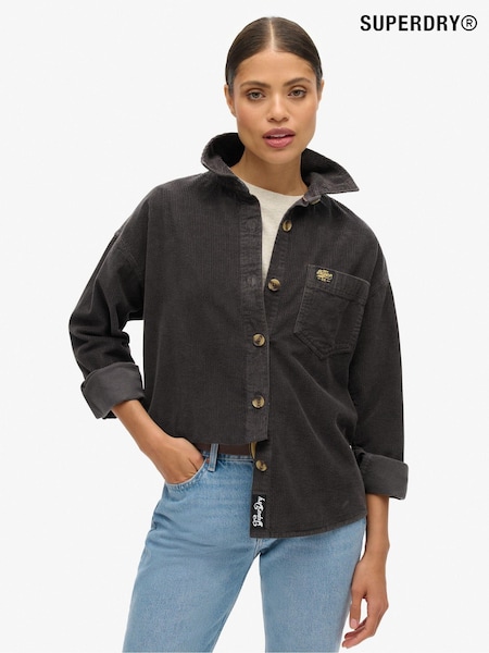 Superdry Black Birch Chunky Cord 100% Cotton Shacket (675420) | €99