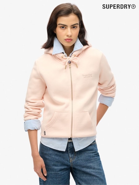 Superdry Pink Clay Essential Logo Zip Hoodie (675559) | 272 QAR