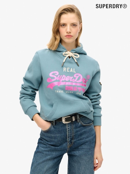 Superdry Aegean Blue Embellished Vl Graphic Hoodie (675572) | R$ 590