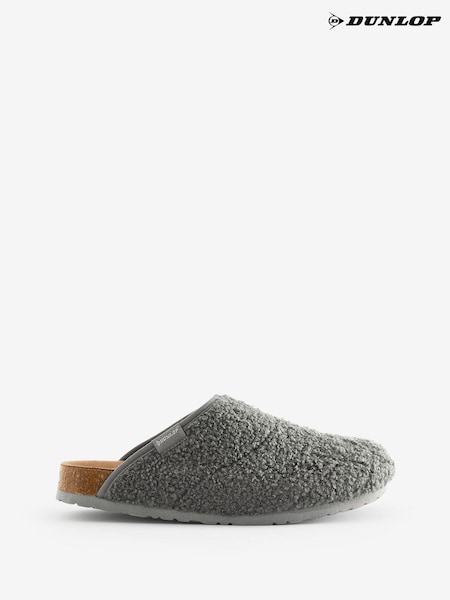 Dunlop Grey Teddy Faux Fur Full Toe Ladies Slippers (675714) | €13