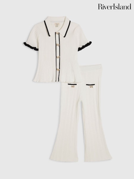 Crema - River Island Peplum Top & Kickflare Set