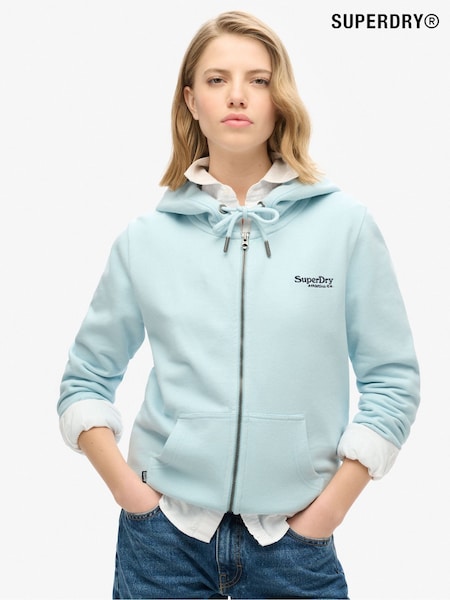 Superdry Winter Sky Blue Essential Logo Zip Hoodie (675733) | $96