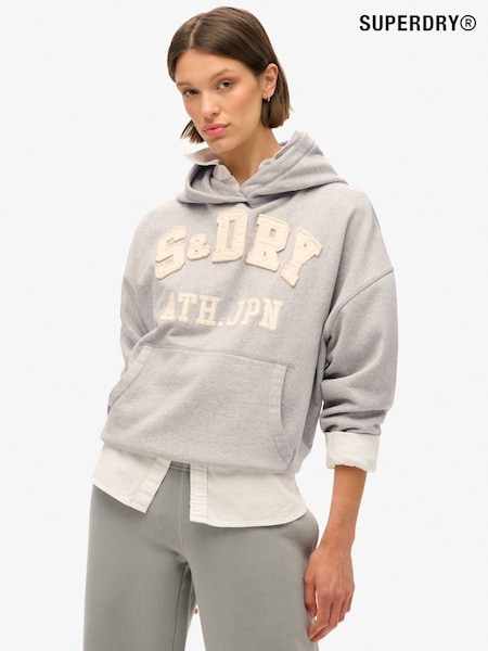 Svetlo siva - Superdry Athletic Applique Oversize 100% Cotton Hoodie (675918) | € 94