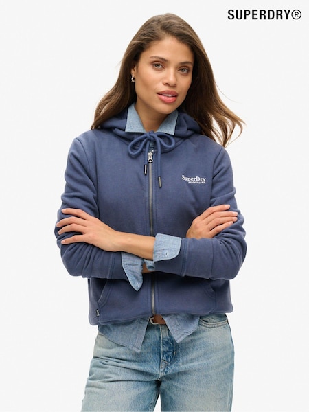 Superdry Navy blue Essential Logo Zip Hoodie (675933) | $96