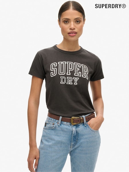 Superdry Bison Black Slub Athletic Graphic Fitted 100% Cotton T-Shirt (675944) | R$ 245