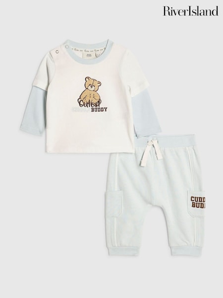 Cream - River Island Cuddle Buddy Set aus Oberteil und Jogginghose