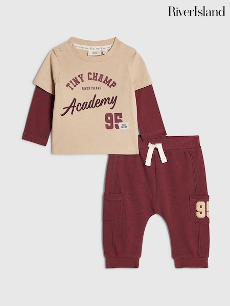 Red - River Island Tiny Champ Top & Jogger Set