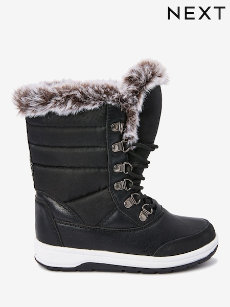 Black Waterproof Warm Faux Fur Lined Snow Boots (676411) | AED229 - AED264