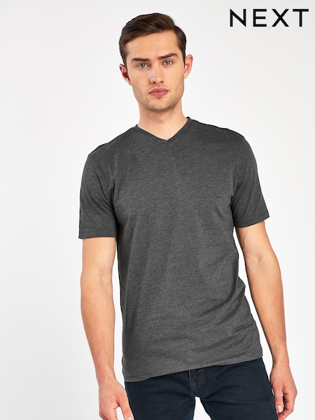 Charcoal Grey Marl Slim Essential V-Neck T-Shirt (676644) | €4