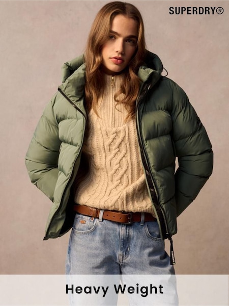 Superdry Laurel Khaki Hooded Sports Puffer Jacket (676944) | 21,115 ISK