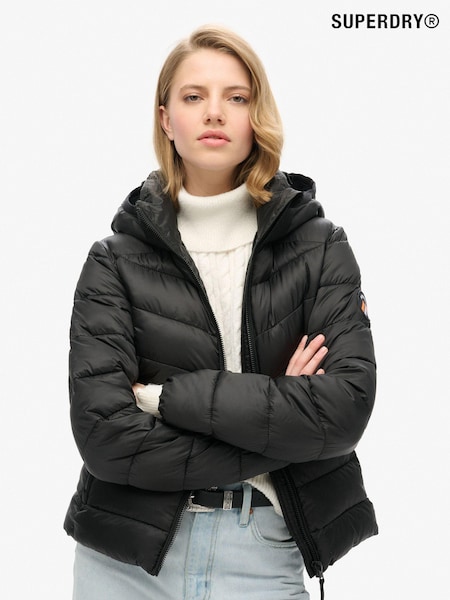 Superdry Black Hooded Fuji Quilt Padded Jacket (676955) | €66