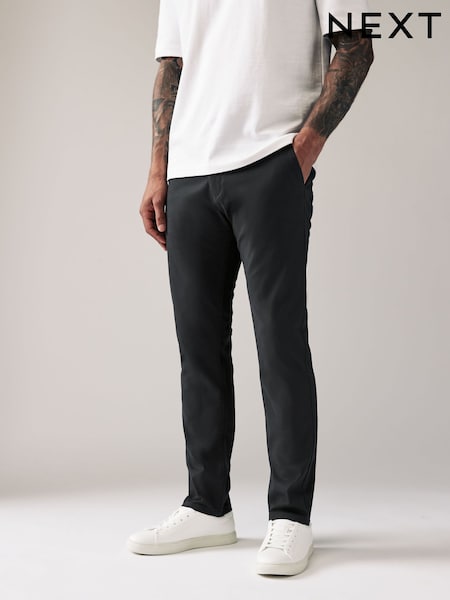 Grey Charcoal Slim Fit Stretch Chinos Trousers (677015) | 119 QAR