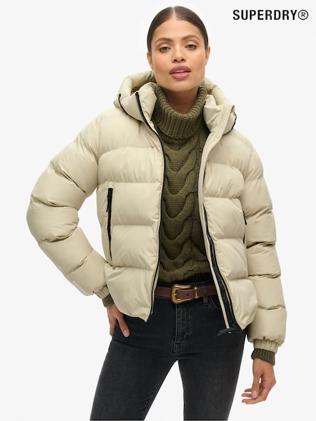 Pelican Beige - Jachetă sport Superdry căptușită cu glugă (677196) | 380 LEI