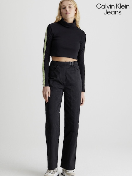 Calvin Klein Jeans Logo Belt High Rise Relaxed Black Joggers (677206) | €35