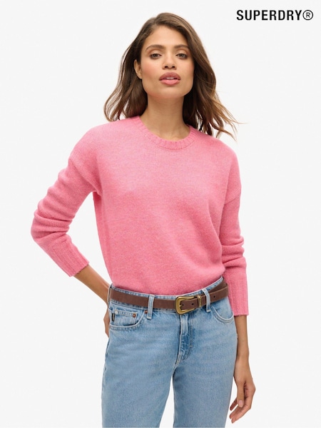 Roz - Pulover esențial Superdry Tricou la baza gâtului (677322) | 210 LEI