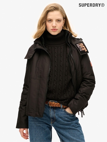 Superdry Black/Coral Hooded Mountain Windbreaker Jacket (677380) | €145
