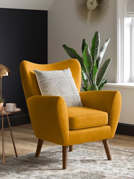Soft Velvet Ochre Yellow Wilson II Highback Armchair (677484) | €365