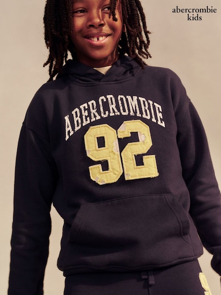 Blue - Abercrombie & Fitch Logo Pullover Fleece
