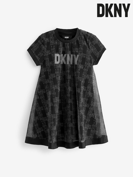 DKNY Two Layer Mesh Logo Black Dress (677669) | €73 - €80