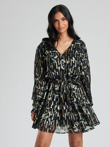 Finding Friday Black Metallic Long Sleeve Short Dress (677785) | €15.50
