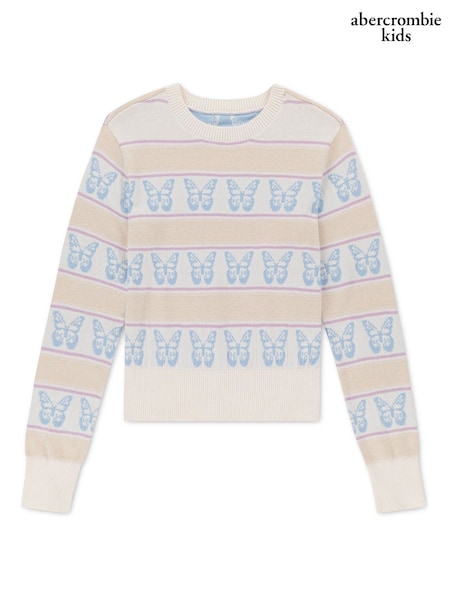 Cream - Abercrombie & Fitch Intarsia Crew Neck Sweater