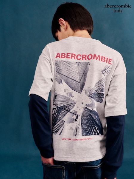 Grey - Abercrombie & Fitch Graphic 2-fer T-shirt