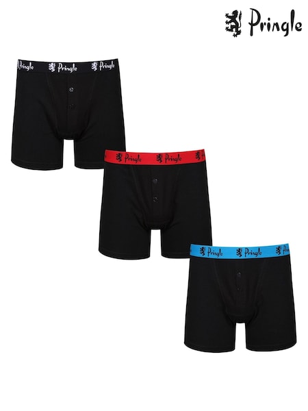 Pringle Dark Black Button Fly 3 Pack  Boxers (678138) | AED84