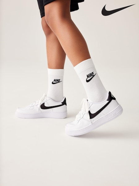 Alb/Negru - Pantofi de antrenament pentru tineret Nike Air Force 1 (678204) | 559 LEI