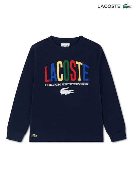 Синий - Lacoste Long Sleeve Graphic T-shirt
