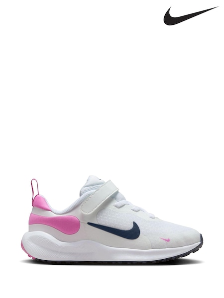 Nike White/Pink Junior Revolution 7 Trainers (678360) | BGN 122