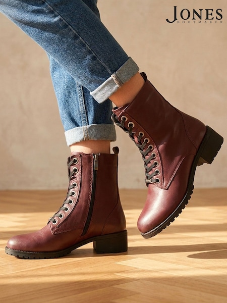 Burgundy Red - Jones Bootmaker Ankle Casual Boots