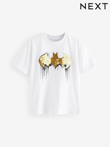White 100% Cotton Licensed Flip Sequin Batman T-Shirt (3-15yrs) (678484) | 48 QAR - 58 QAR