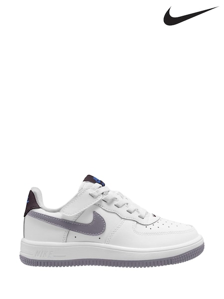 Nike White/Silver Junior Air Force 1 Low Easy On Trainers (678495) | €73