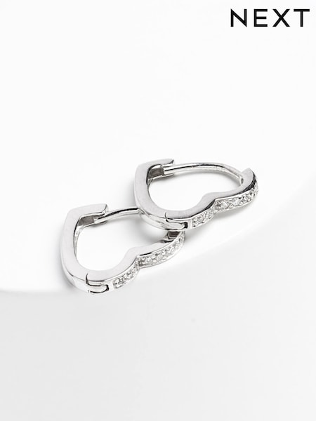 Sterling Silver Heart Hoop Earrings with Cubic Zirconia (678704) | € 20