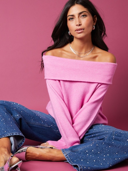 Threadbare Pink Knitted Bardot Jumper (678901) | €18.50