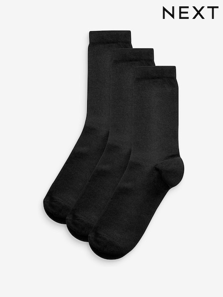 Black Soft Viscose Ankle Socks 3 Pack (679080) | AED17