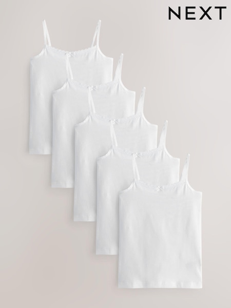 White 5 Pack Lace Trim Cami Vest (1.5-16yrs) (679275) | €14 - €19