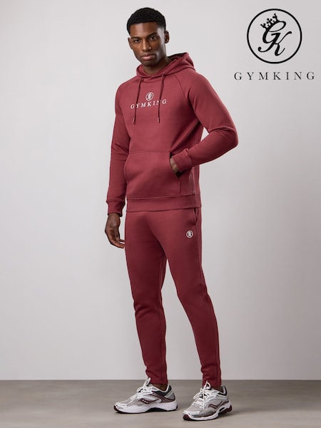 Red - Regular Gym King Pro Logo Wine Red Joggers