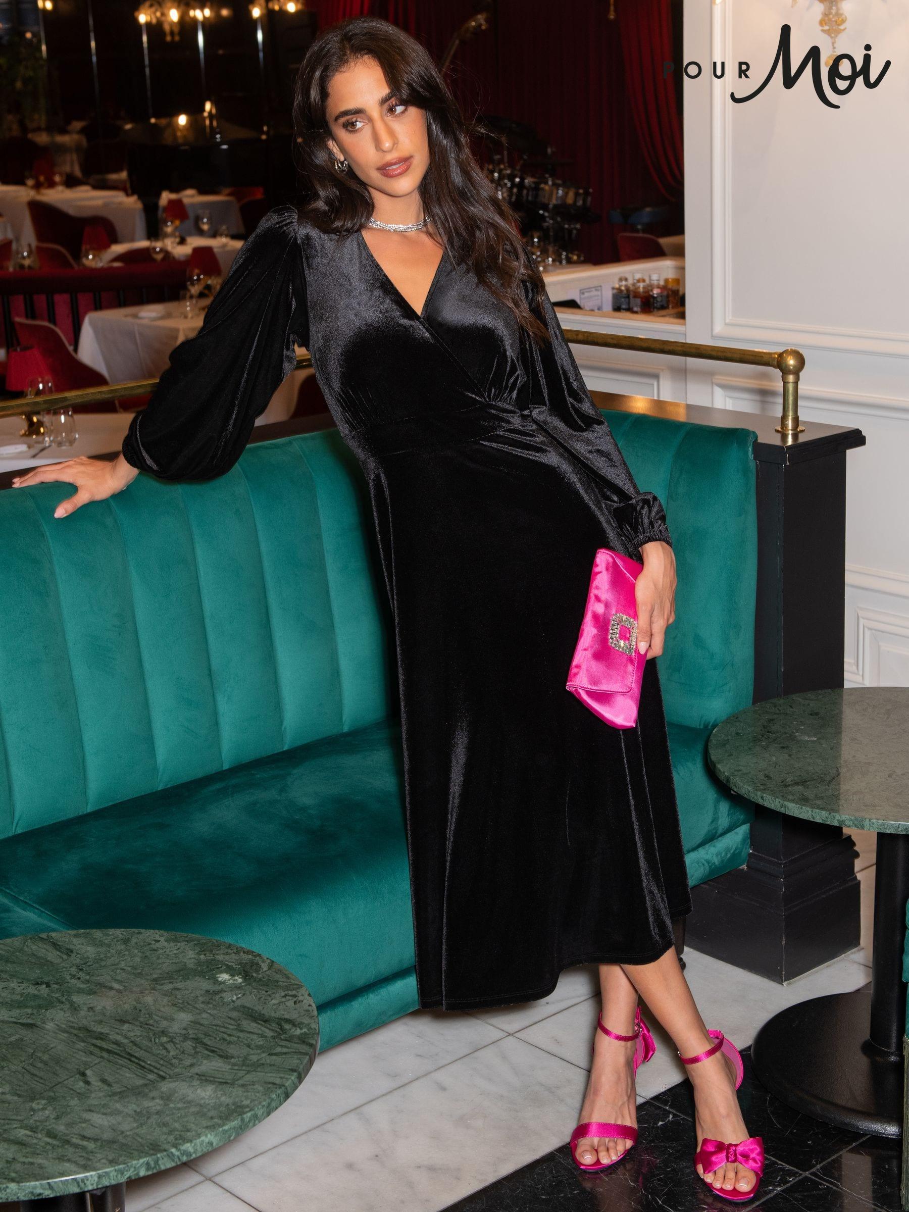 Women s Curve Black Velvet Dresses Next United Arab Emirates