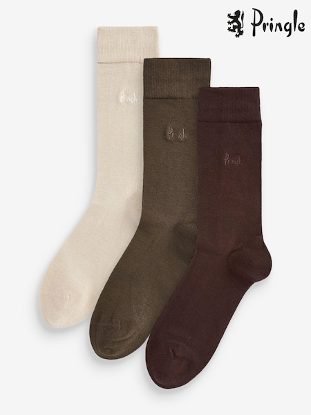 Pringle Brown Plain Bamboo Socks 3 Pack (680225) | €11.50