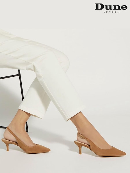Dune London Natural Celini Slim Kitten Slingback Sandals (680377) | €57
